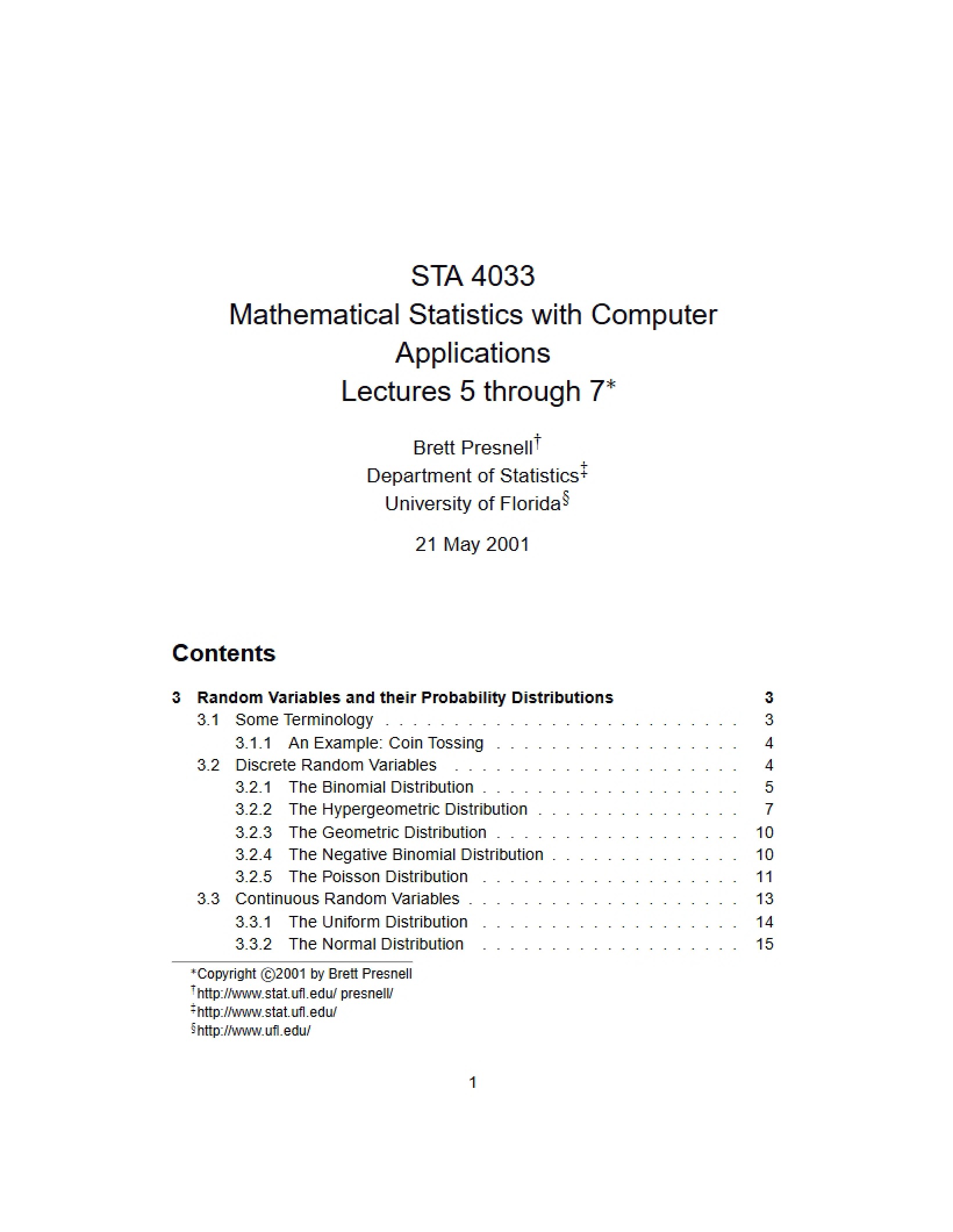Computer Applications in Mathematical Statistics