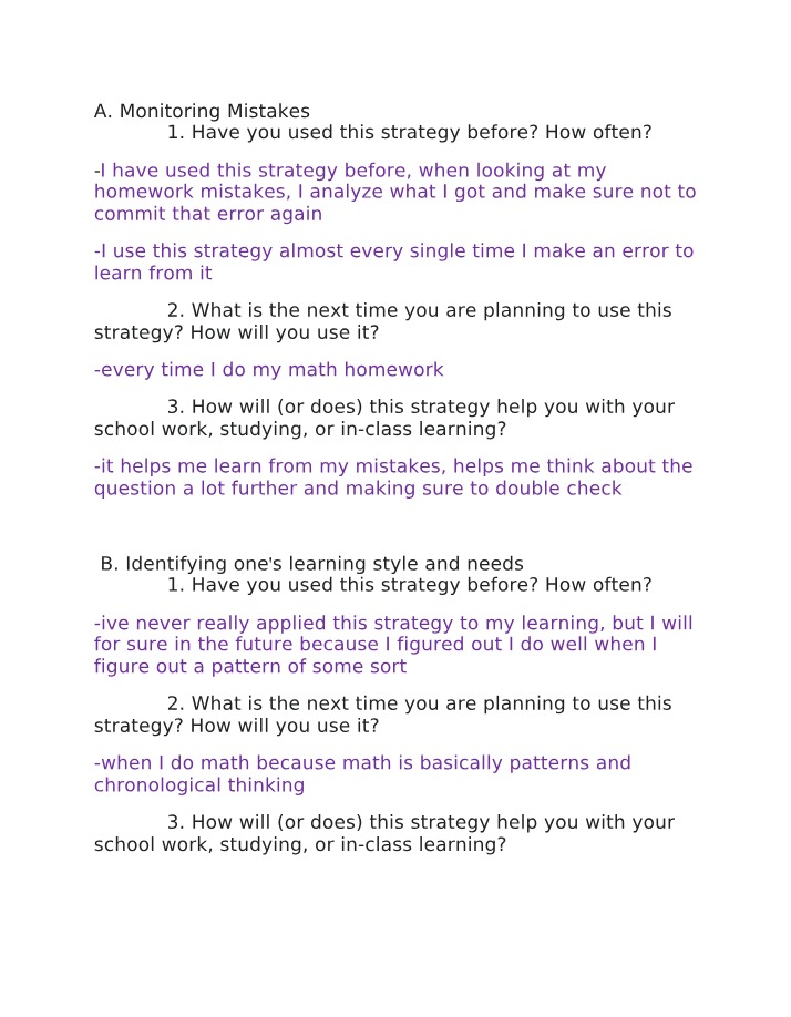 Metacognition Assignment