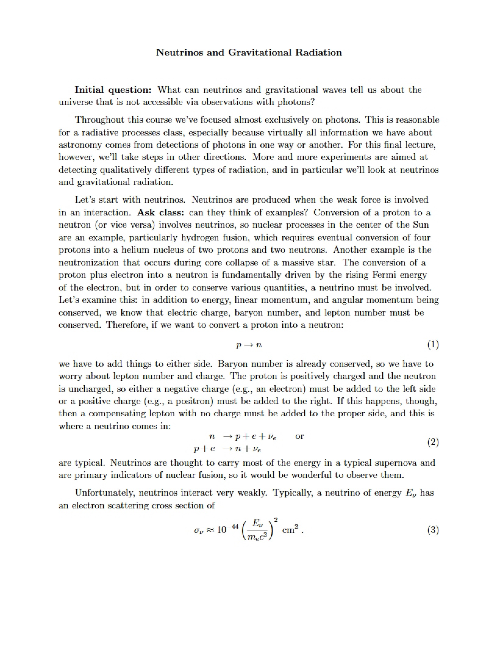 Gravitational Radiation and Neutrinos