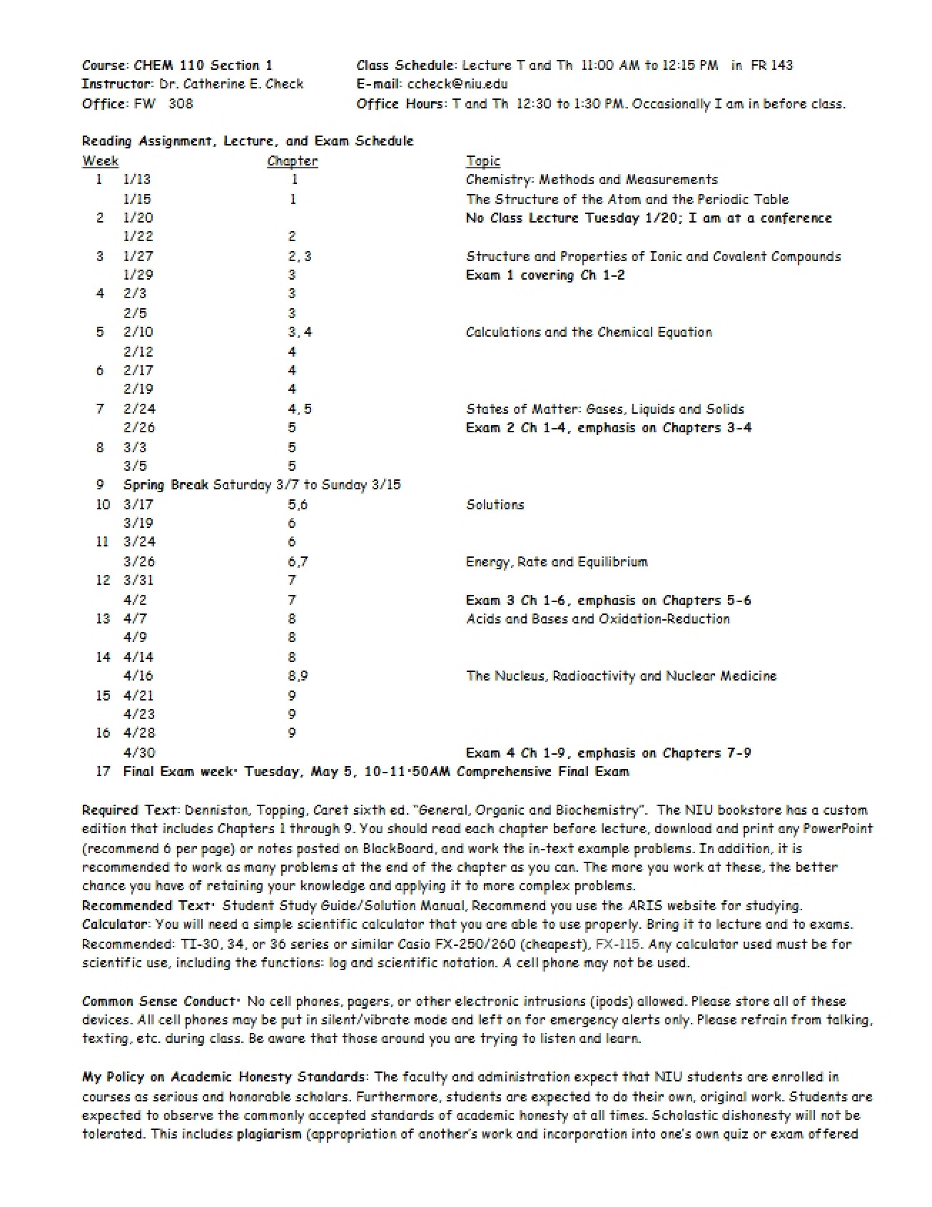 Course Syllabus Chemistry