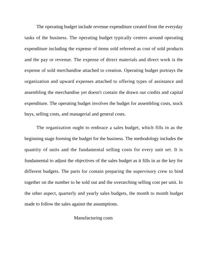 Operating Budget - Revenue and Expenditure