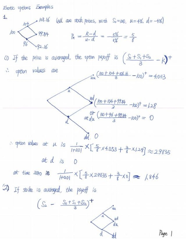 Notes on Exotic Options