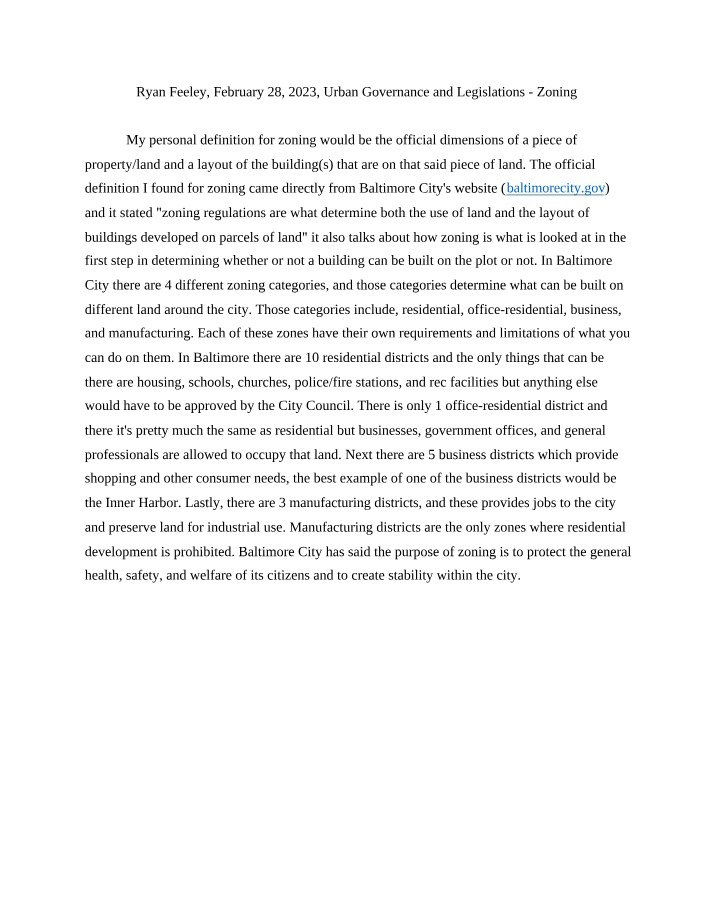 Zoning Assignment 1