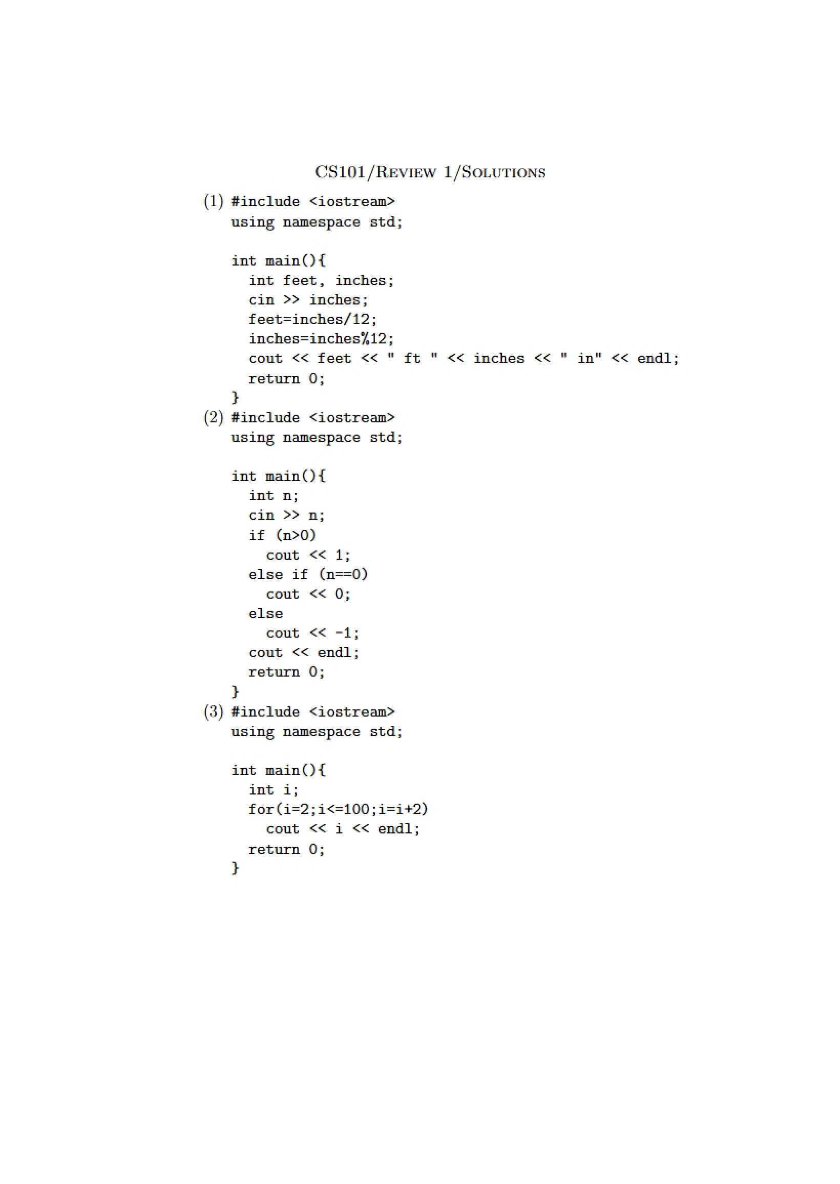 Solutions and Review One