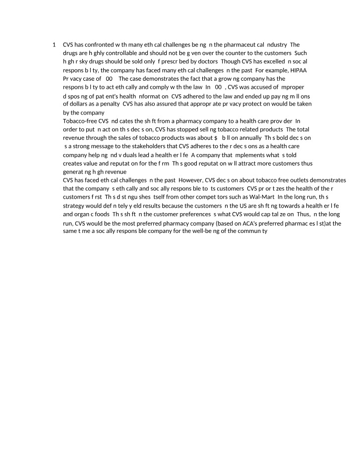 Case Study of CVS