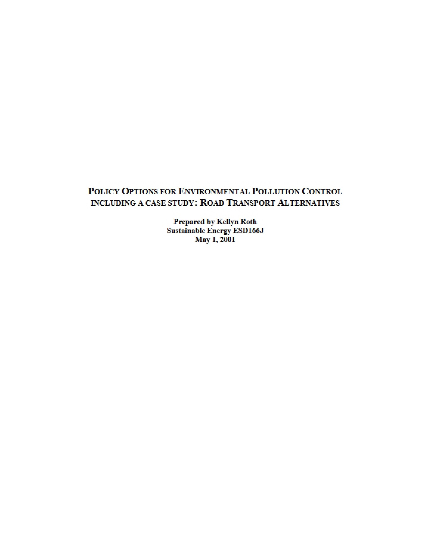 Environmental Pollution Control Options and Case Study