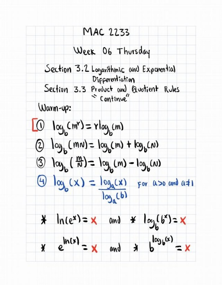Product and Quotient Rules for Logarithmic and Exponential Differentiation