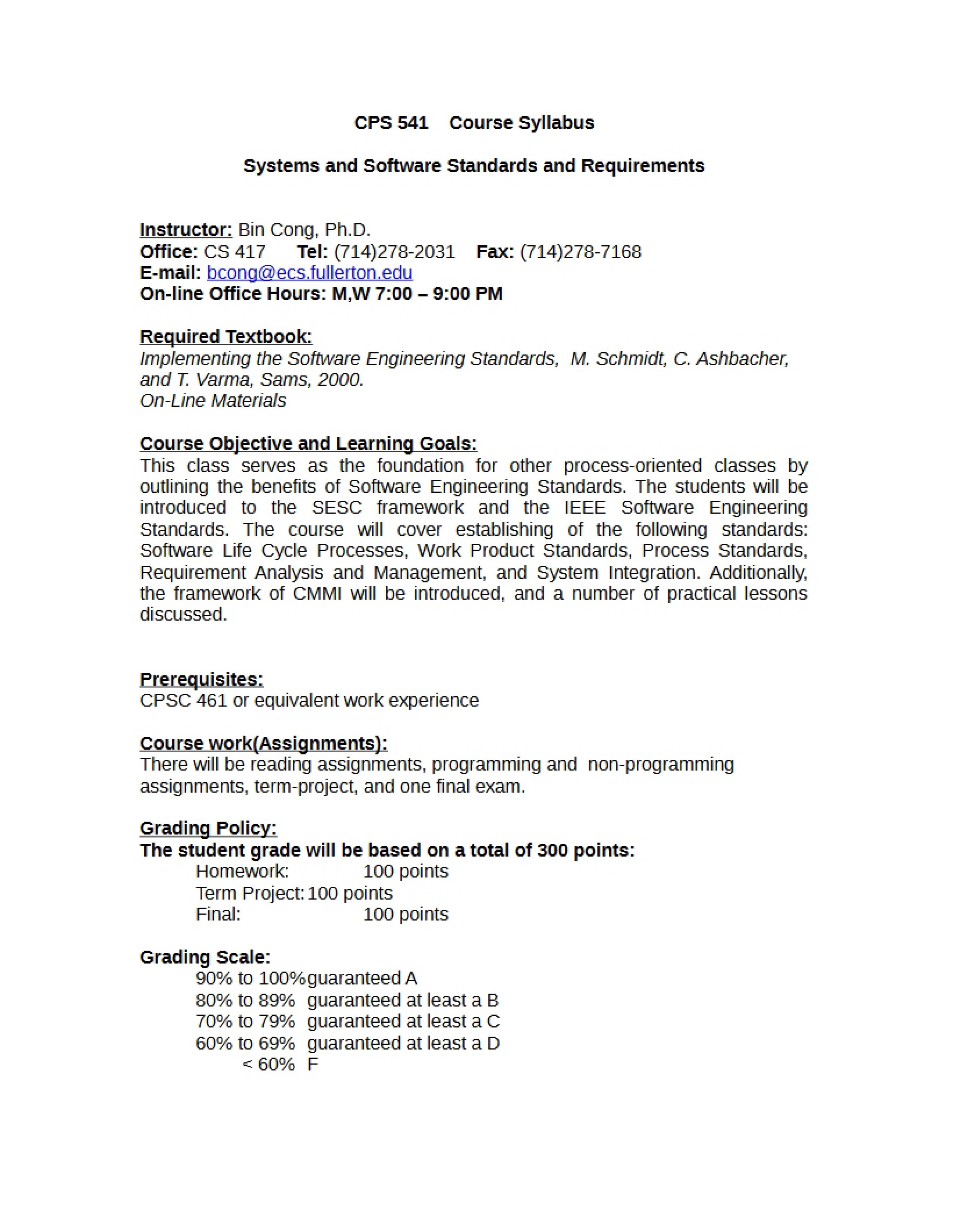 Systems Standards Syllabus