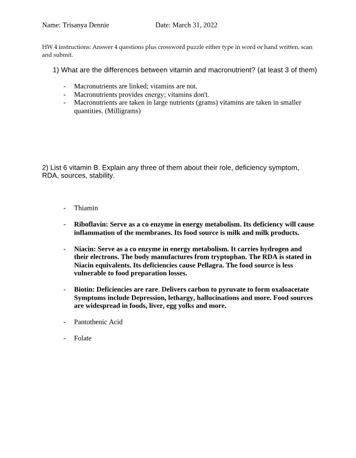 HW4 - Differences Between Vitamins and Macronutrients