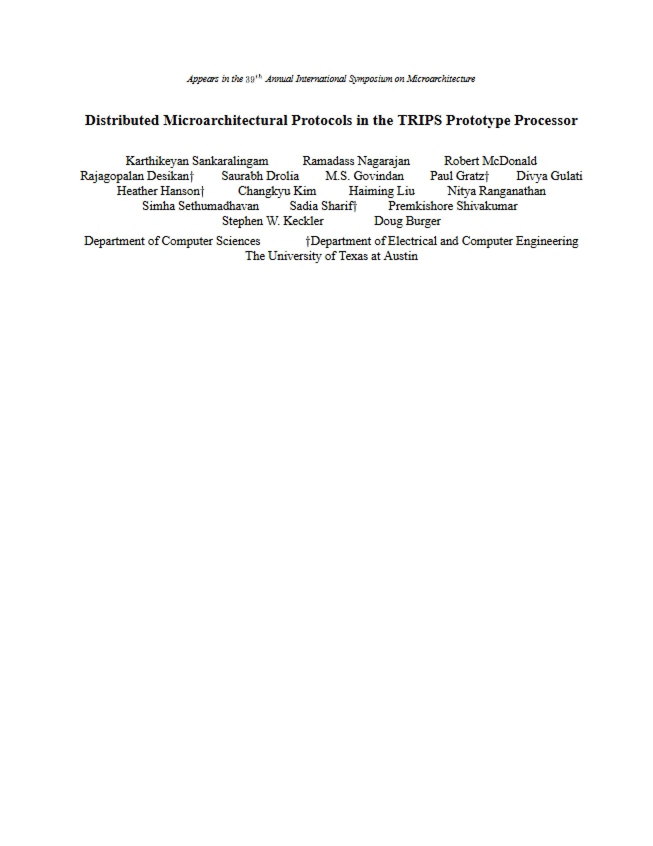 Protocols for Distributed Microarchitecture