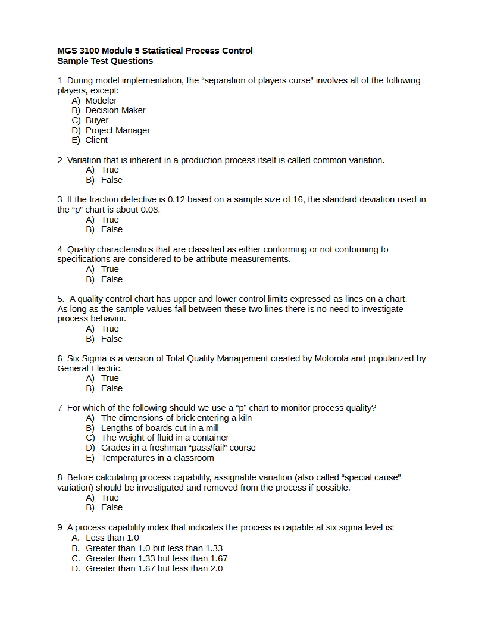 Module 5 Sample Test Questions