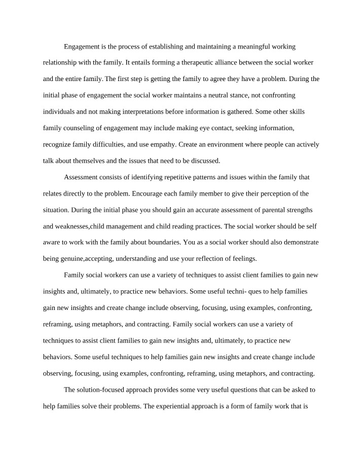 Social Work Practice 2 - Engaging Families