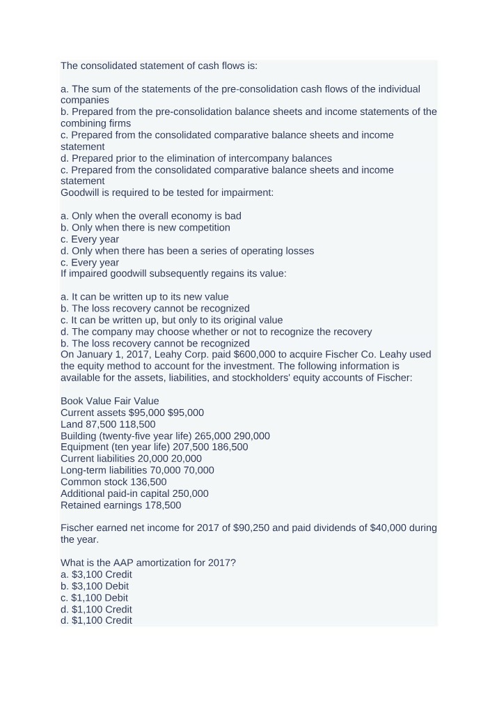 Consolidated Statement of Cash Flows - Explained and Analyzed