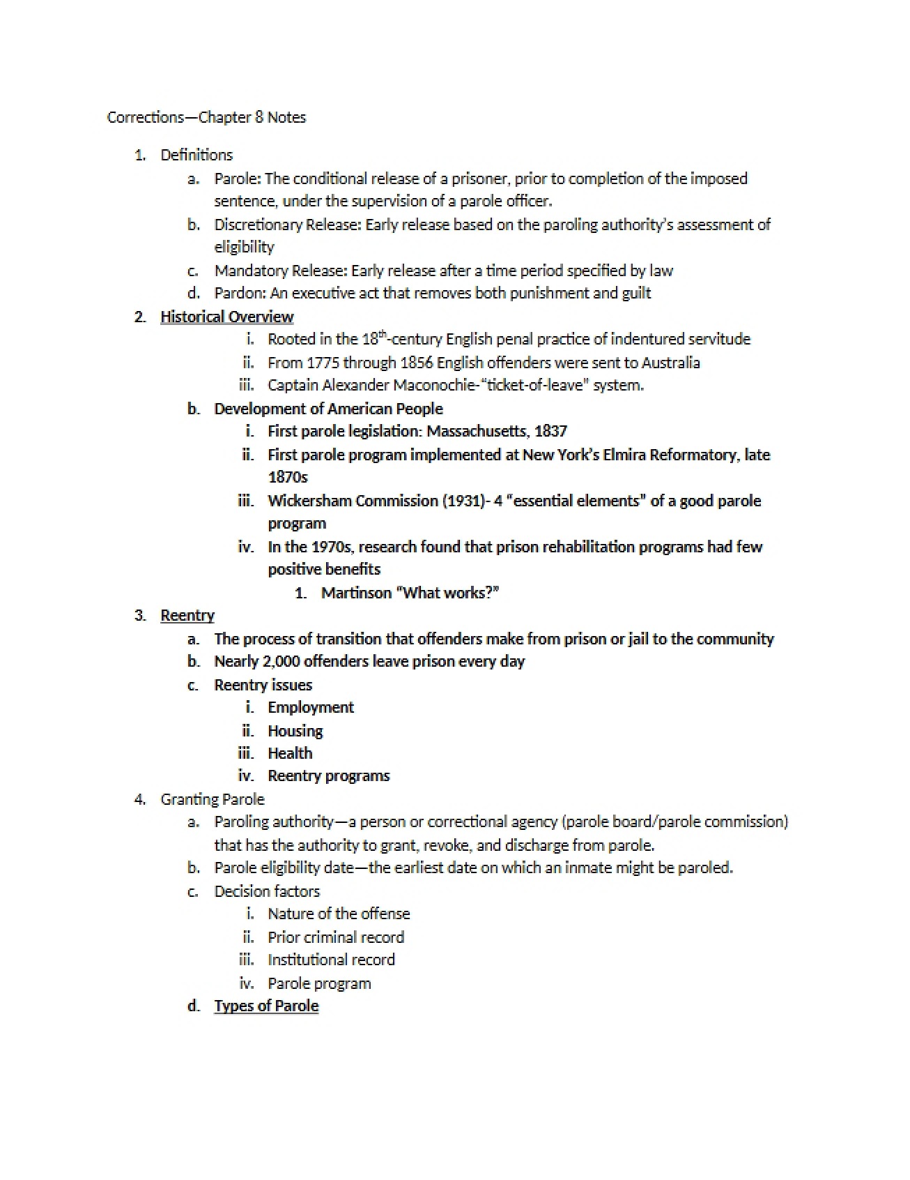 Eighth Chapter Notes for Corrections