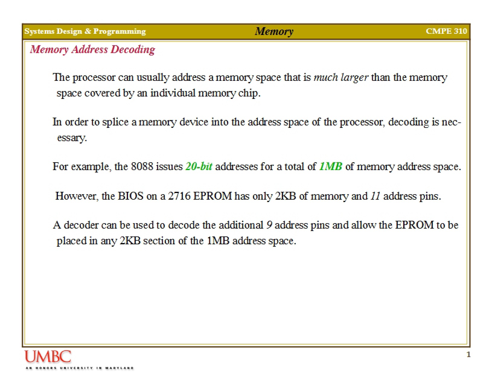 Decoding Memory Addresses