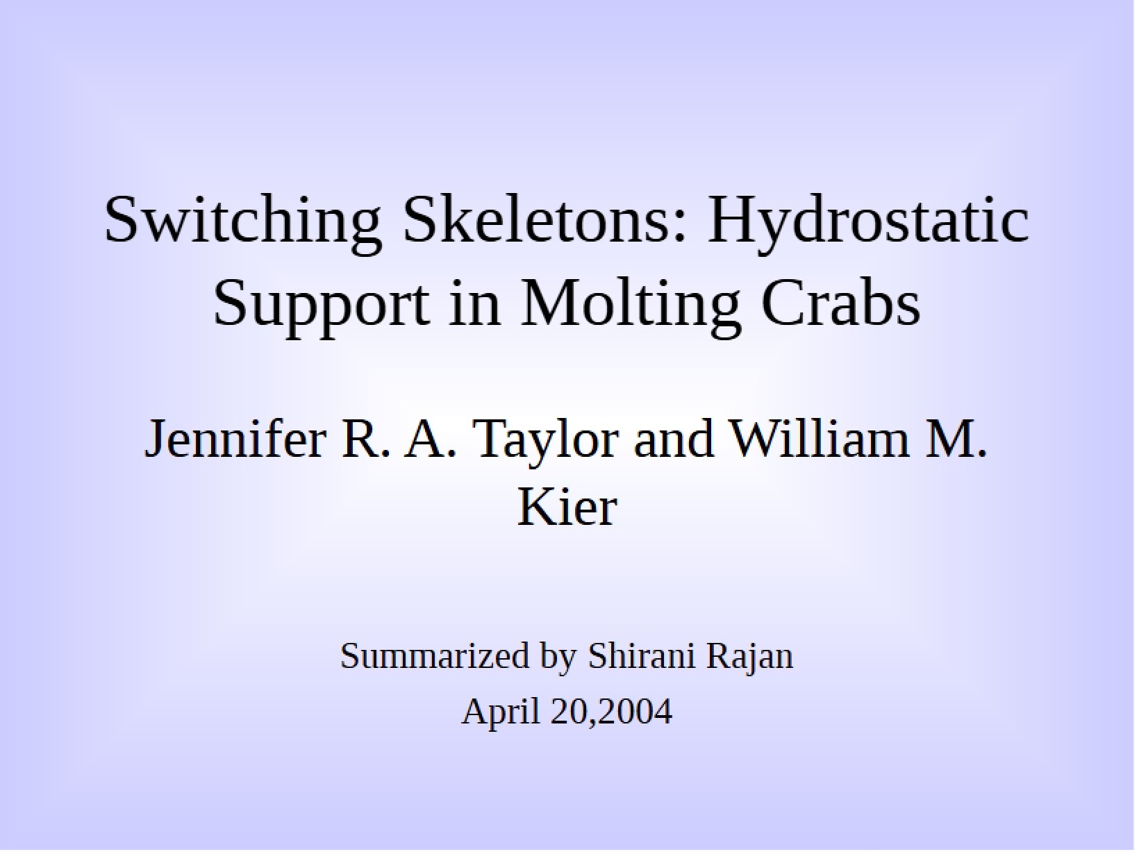 Hydrostatic Skeletons in Molting Crabs