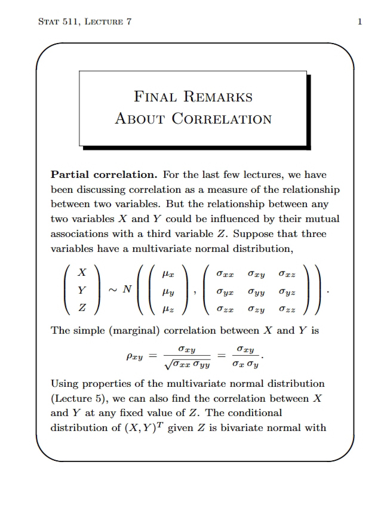 Correlation Final Remarks