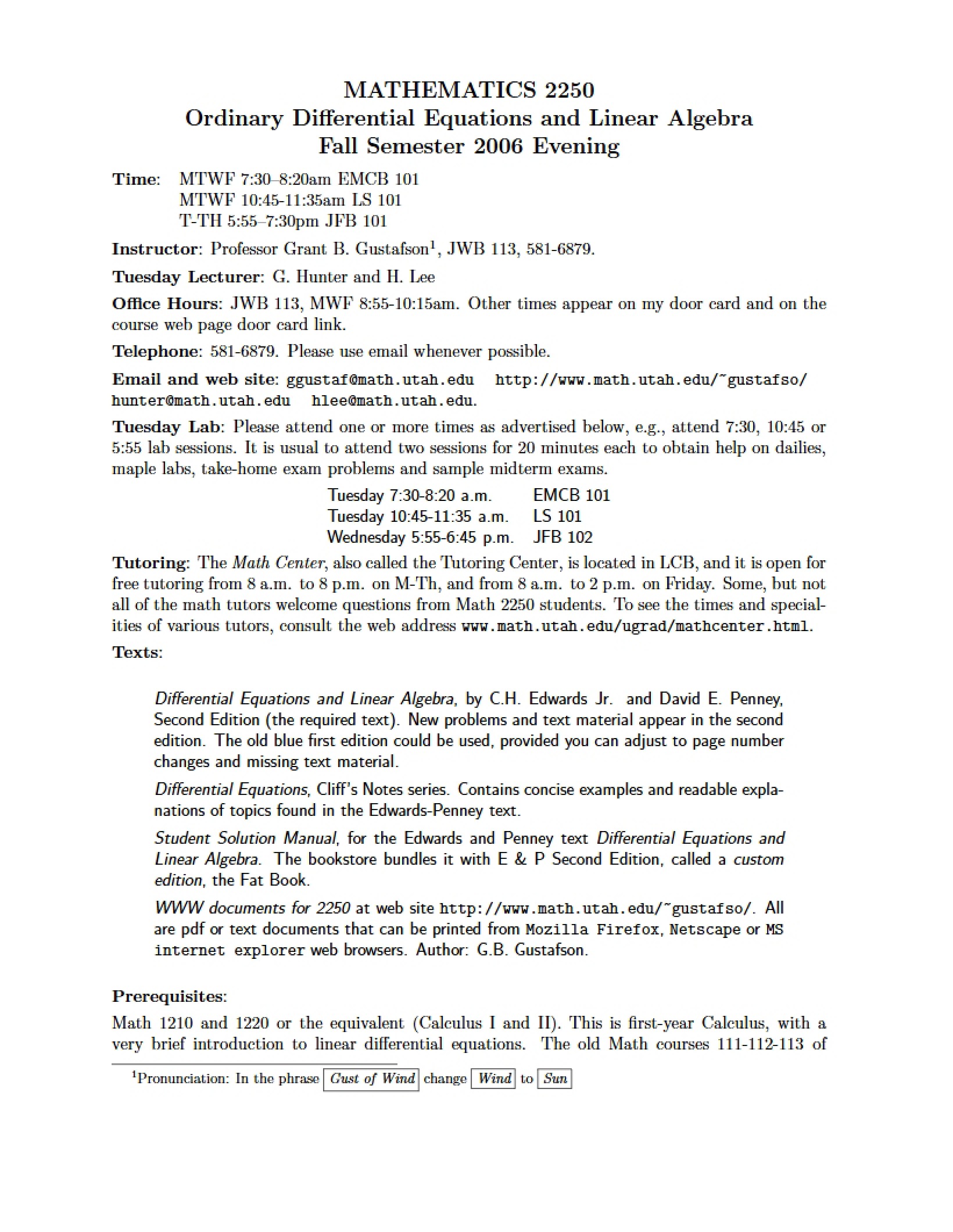 Class Syllabus