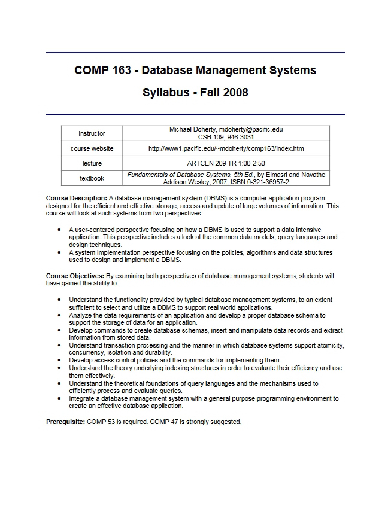 Course Syllabus