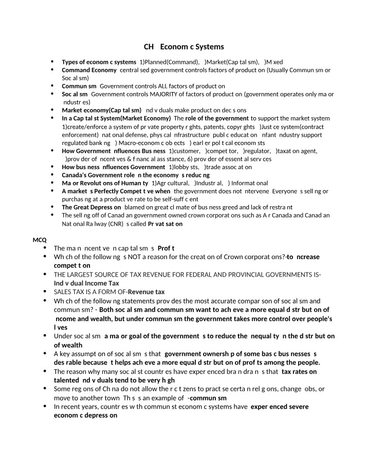 Types of Economic Systems - Planned