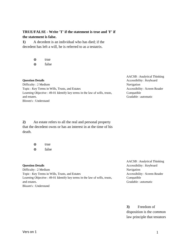 Wills, Trusts, and Estates - Key Terms