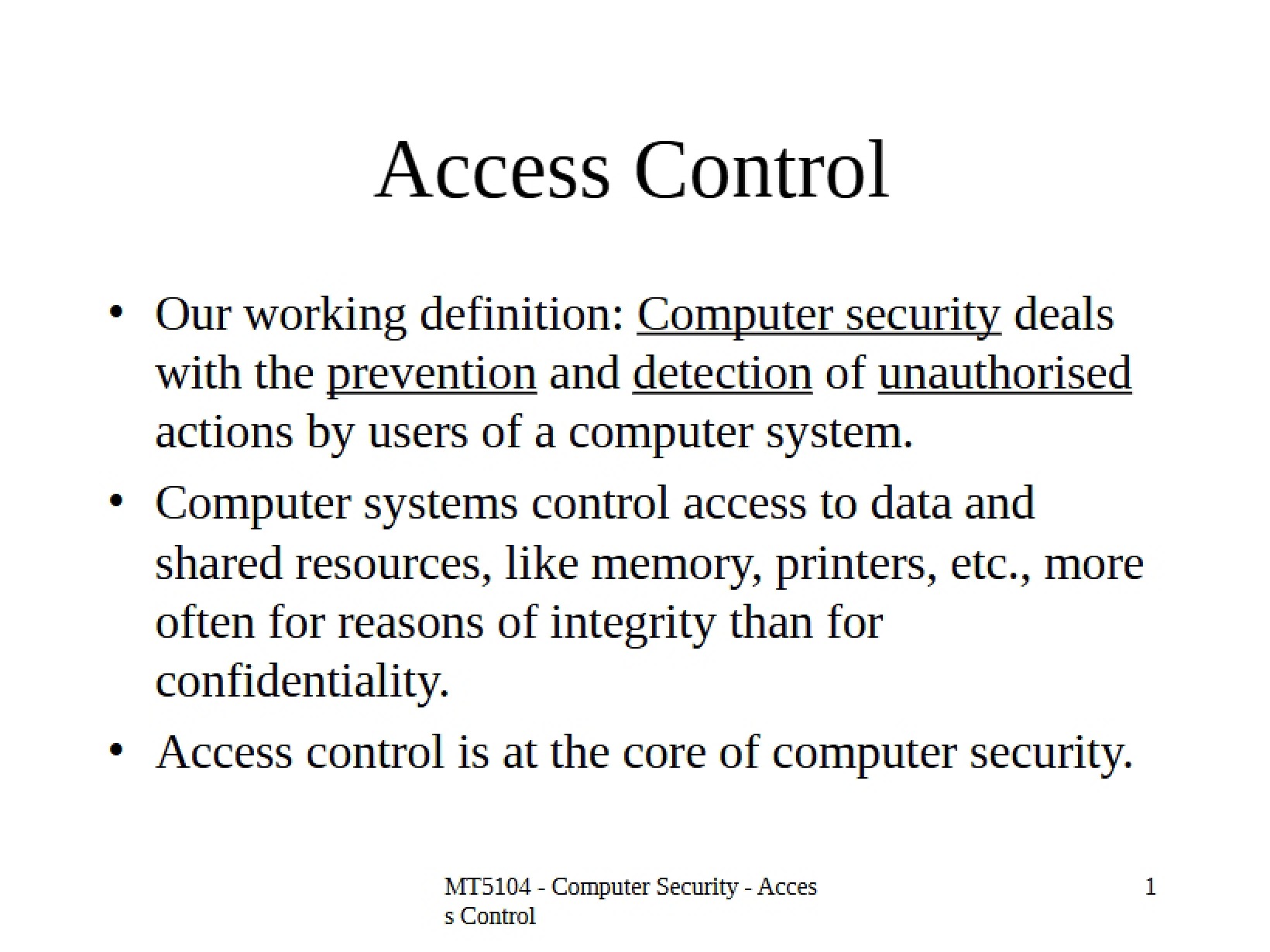 Control of Access