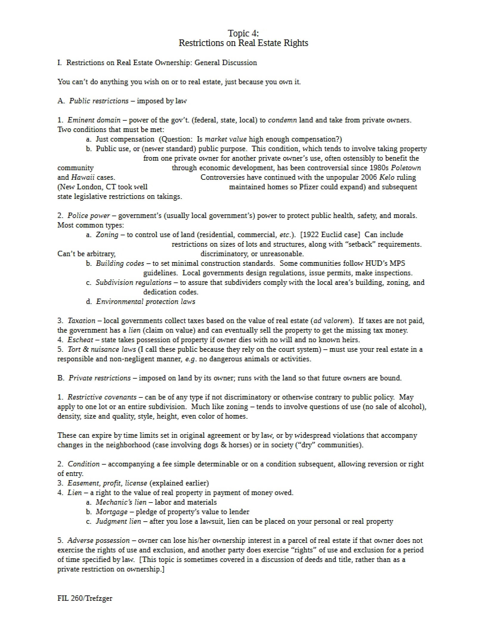 Real Estate Rights Restrictions
