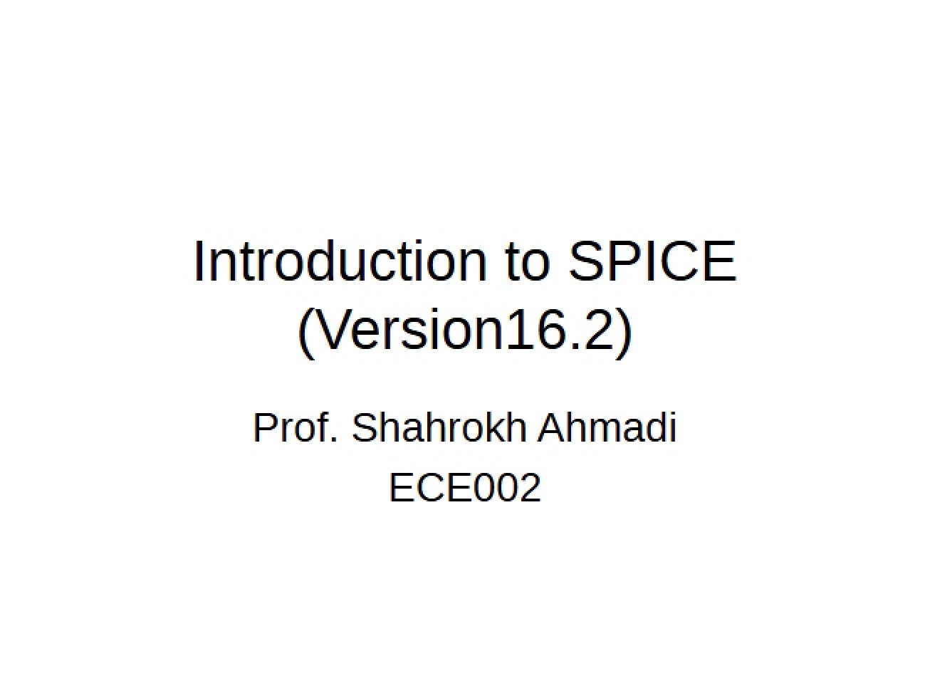 Introduction to SPICE