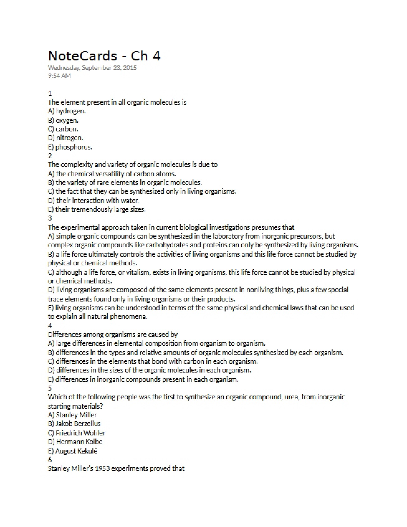 Set of Practice Questions for the Fourth Chapter