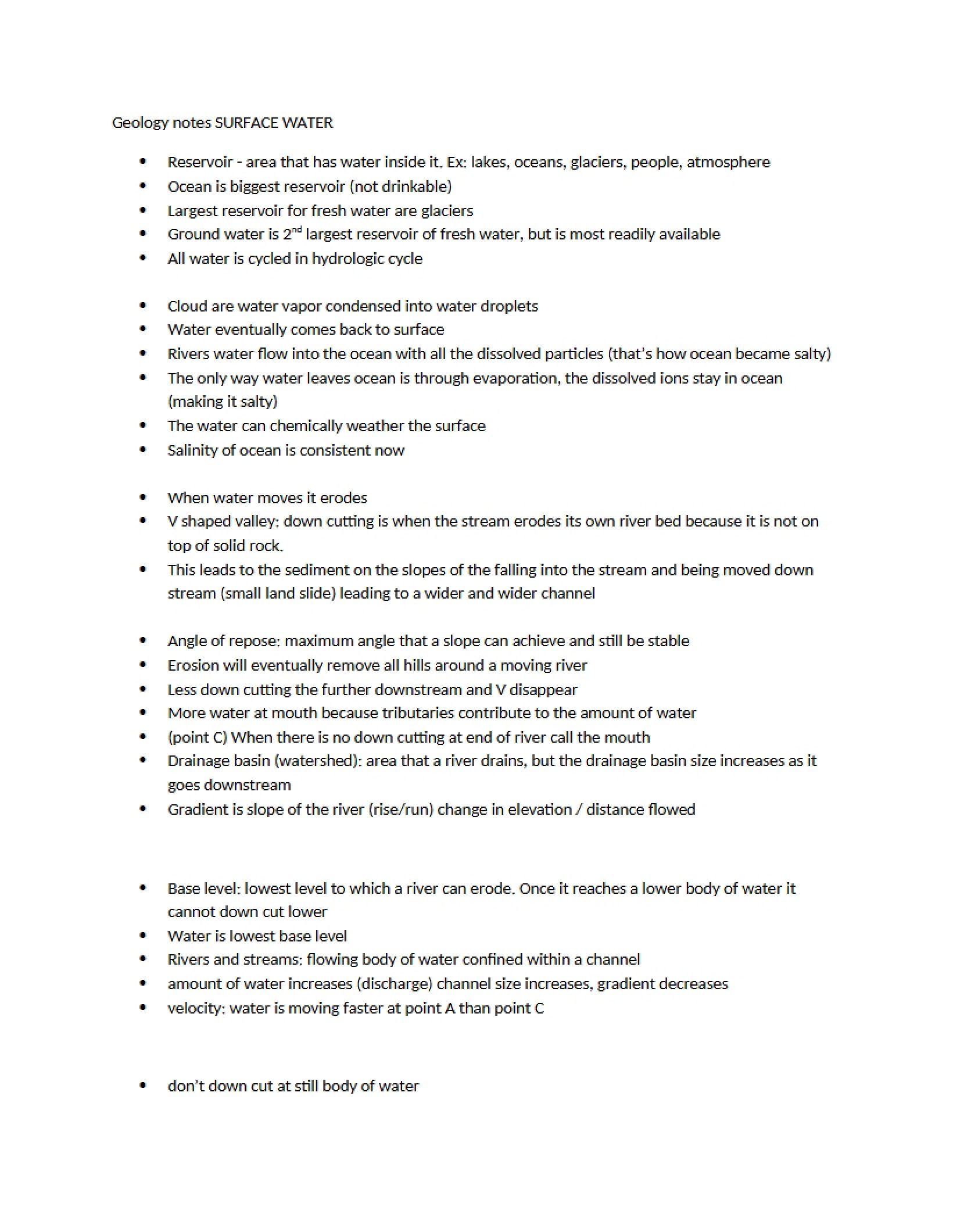 Surface Water Notes
