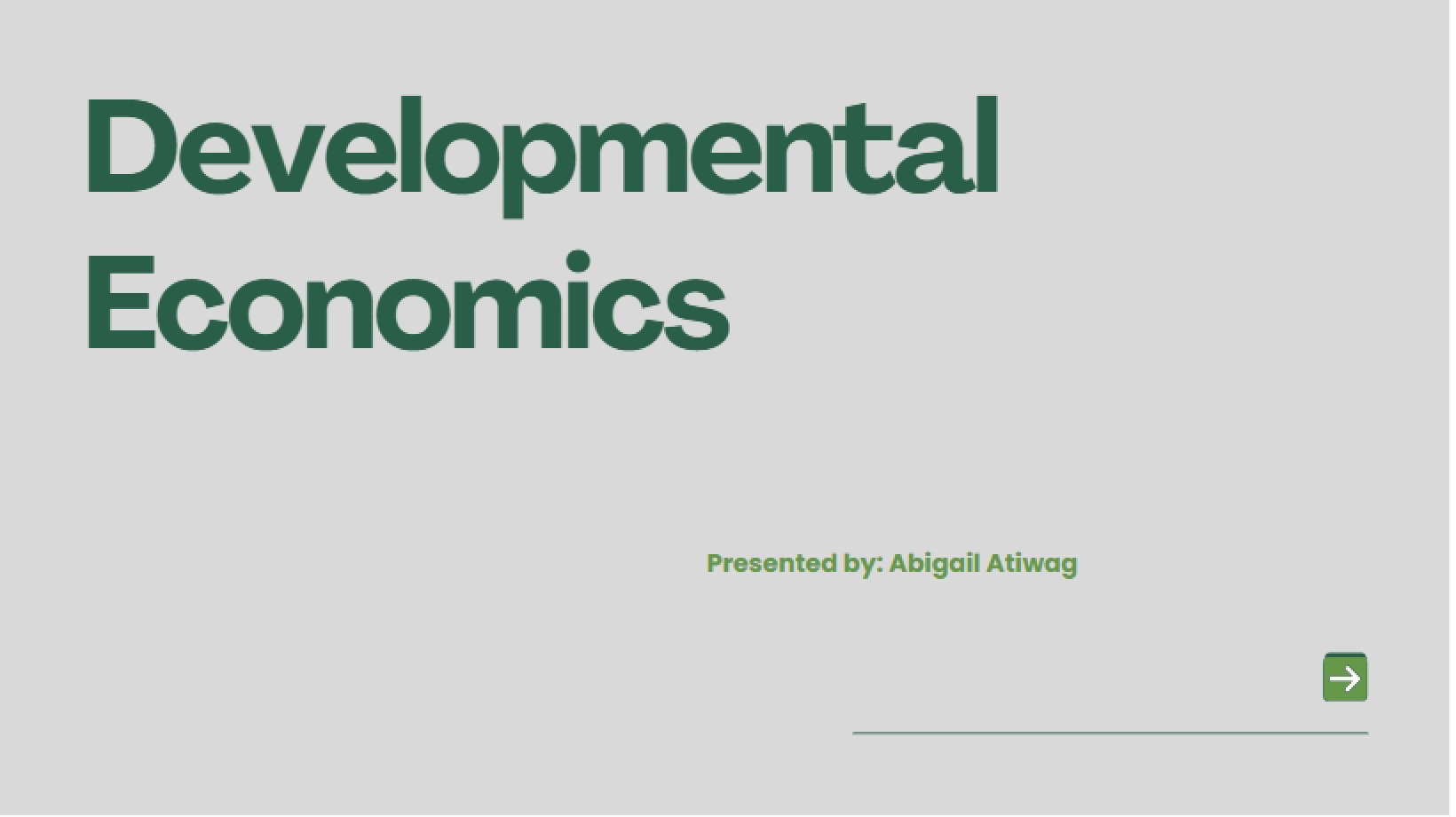 Developmental Economics Growth