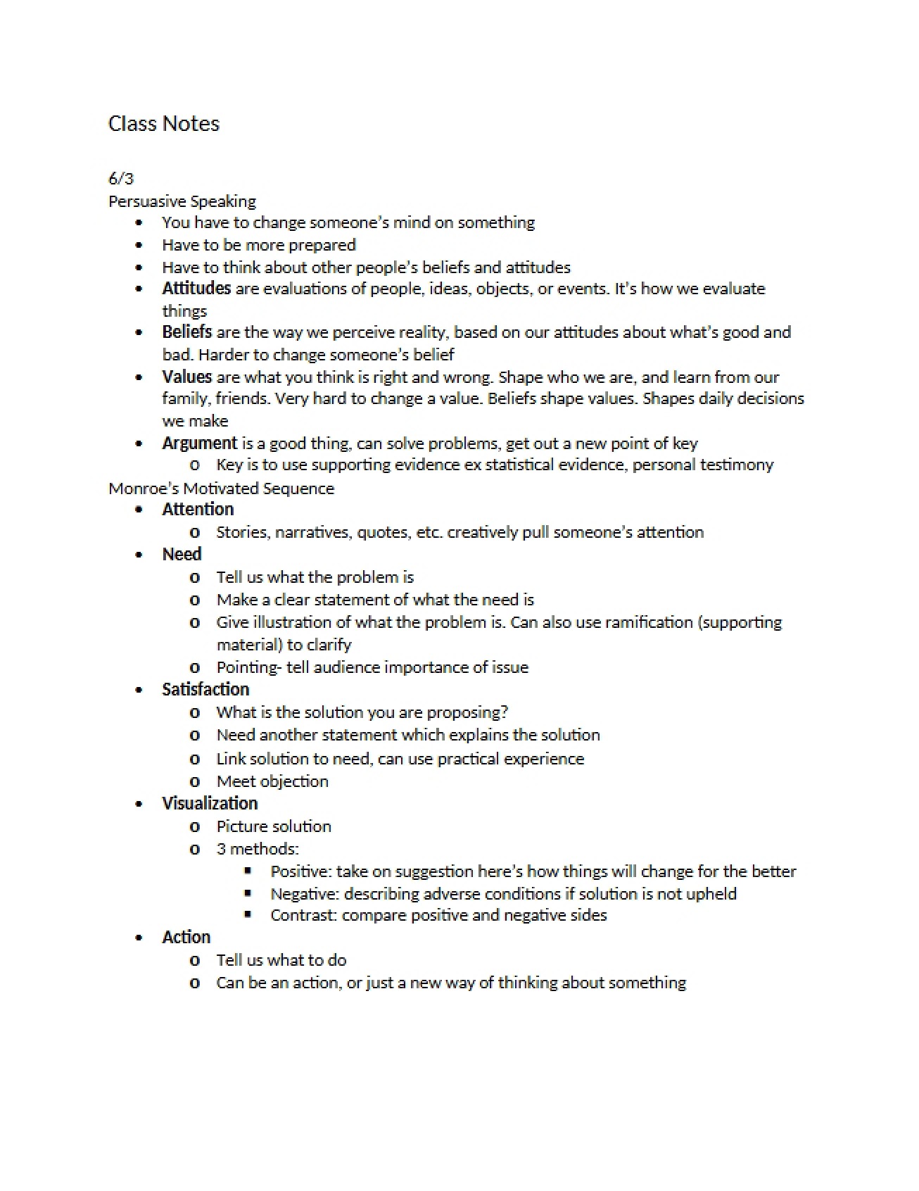 Persuasive Speech Concepts