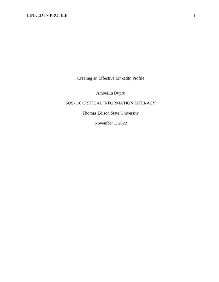 Crafting an Effective LinkedIn Profile
