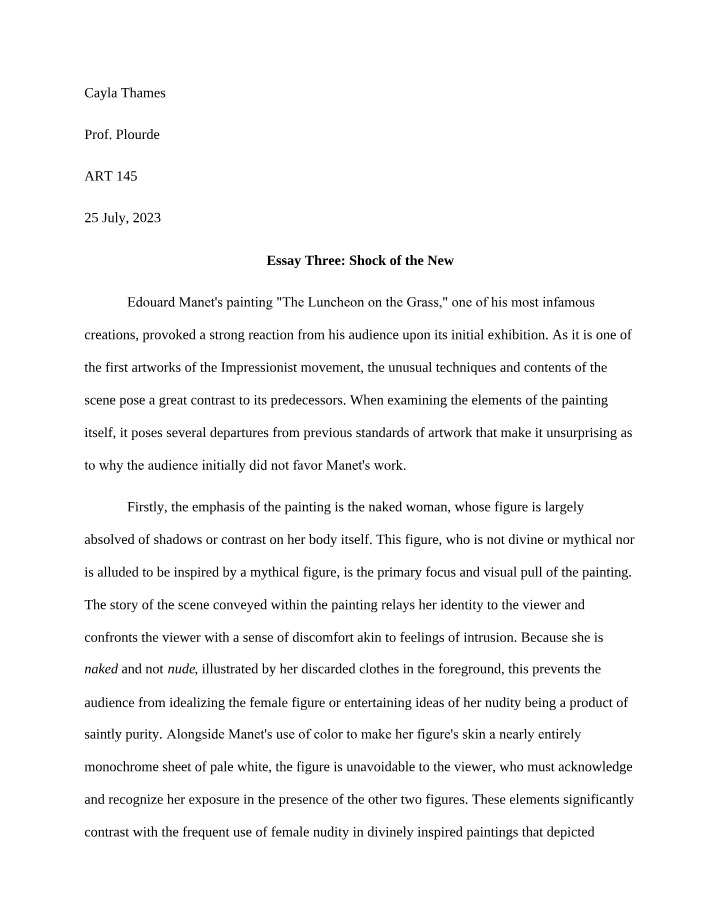 Shock of the New - Analyzing Edouard Manet