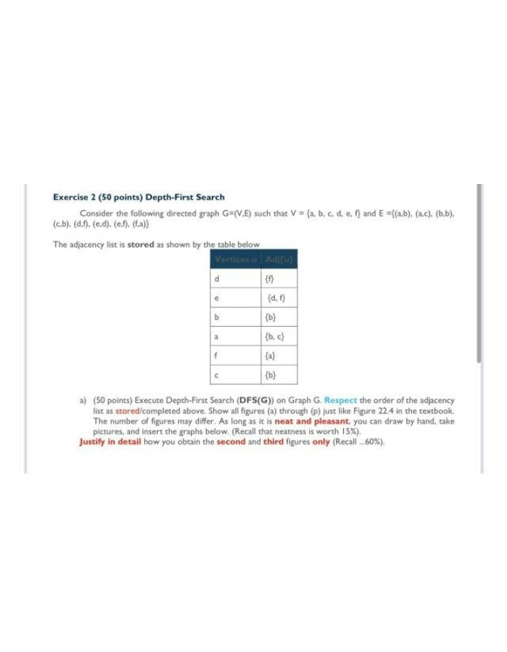 Depth-First Search Exercise for Directed Graph G
