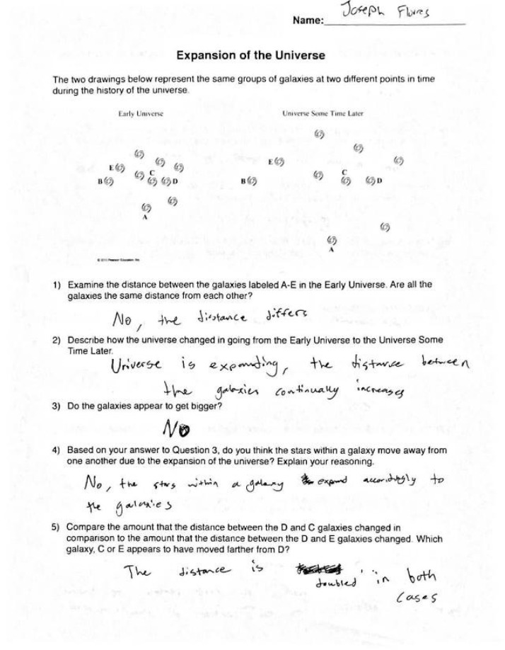 Worksheet on the Expansion of the Universe