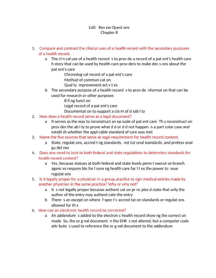 Chapter 8 Review Questions (LU04)