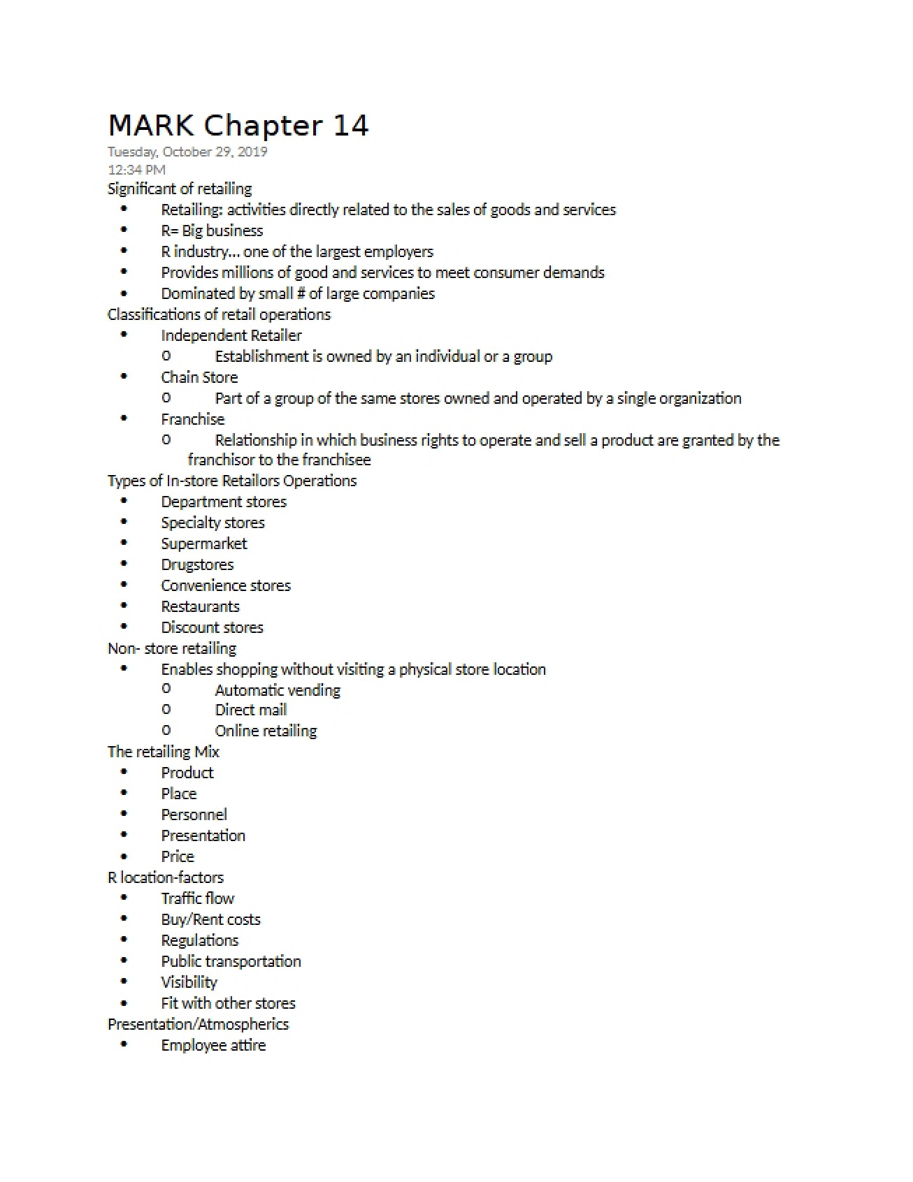 Retailing Concepts