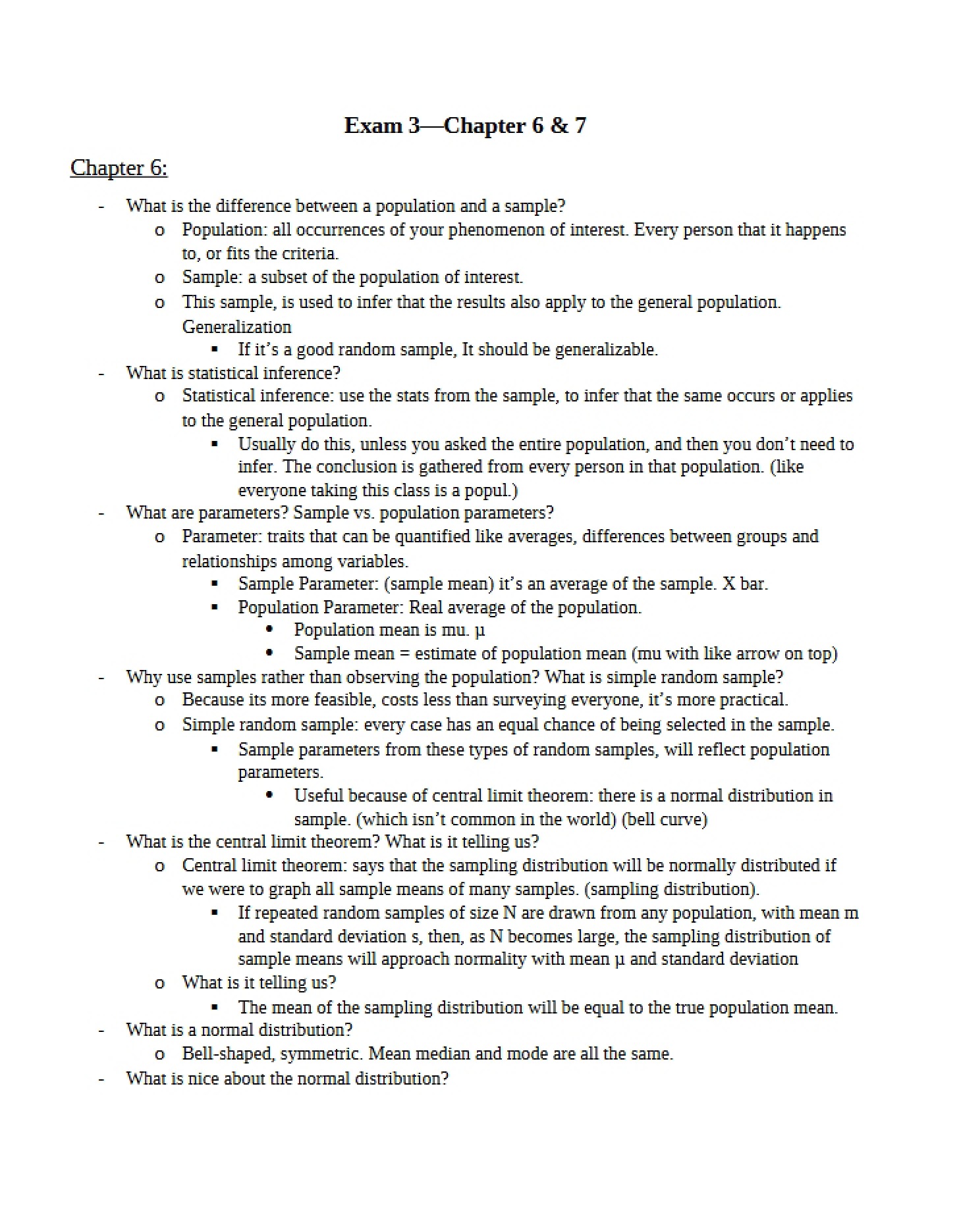 Chapters 6 and 7 Exam 3