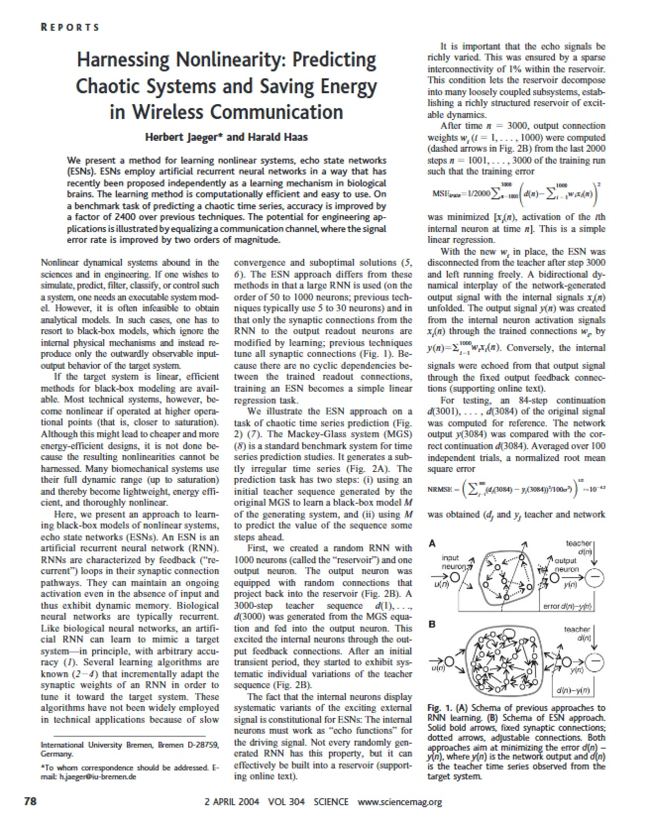 Wireless Communication Saving Energy and Predicting Chaotic Systems