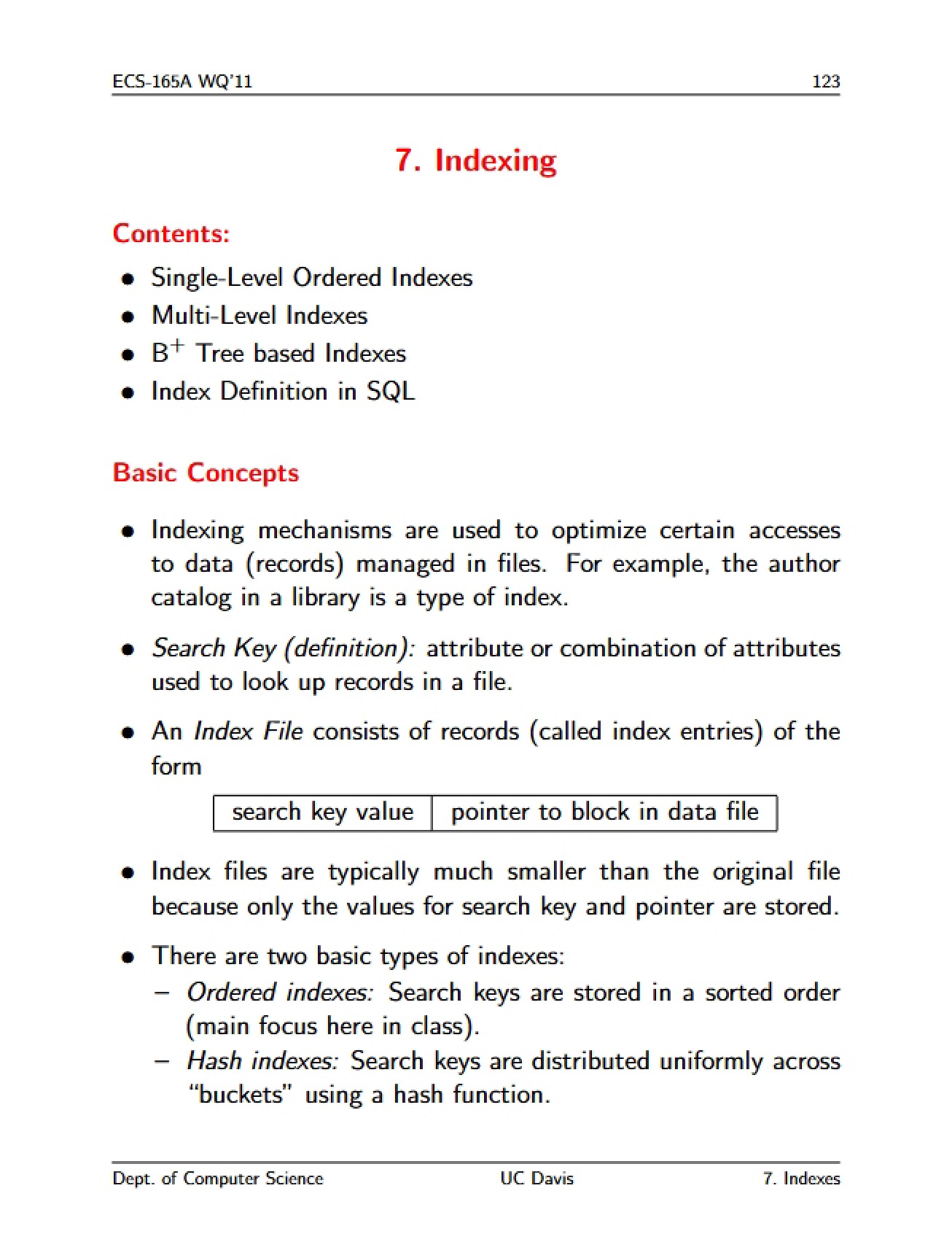 Indexing Techniques