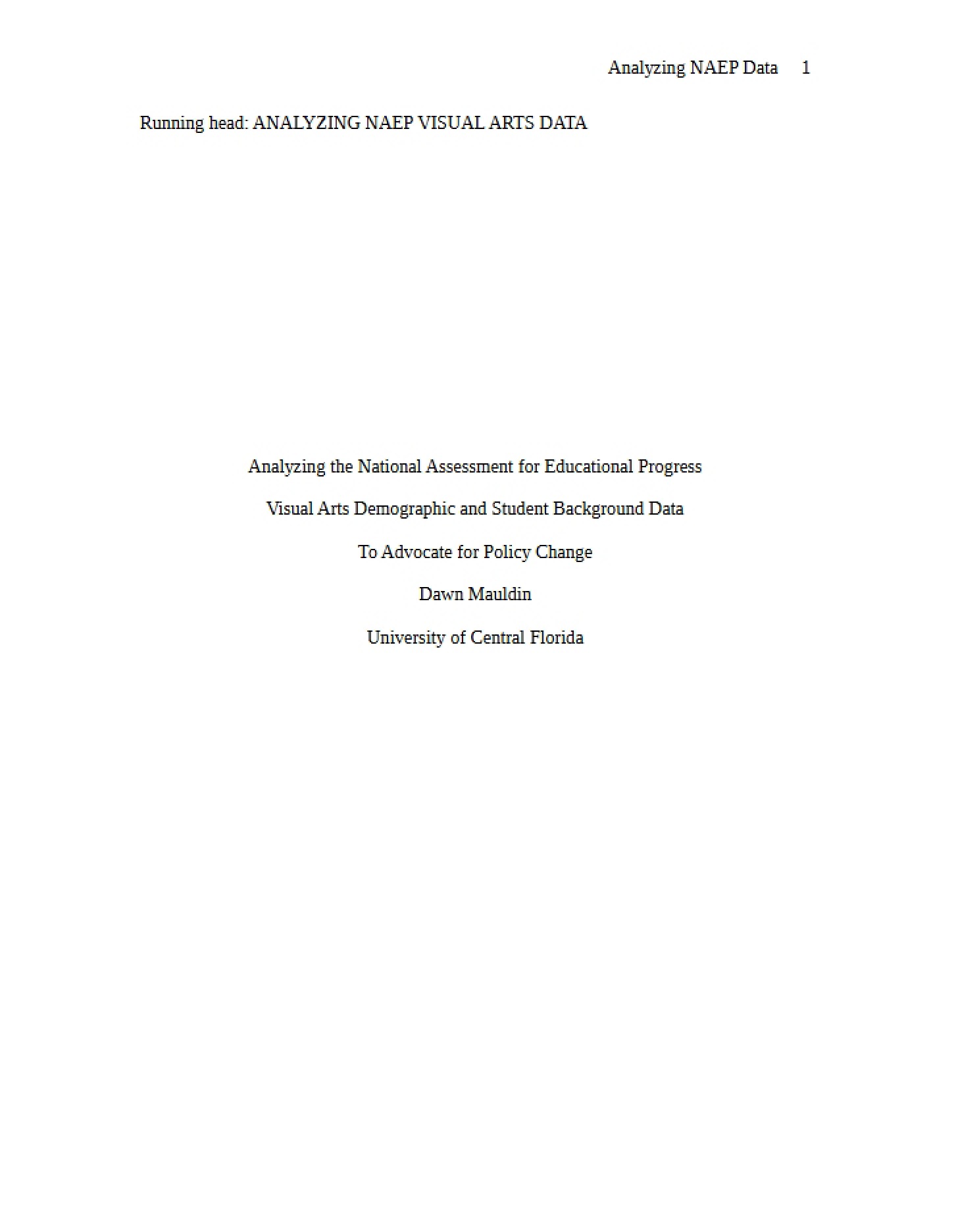 National Assessment for Educational Progress Analysis