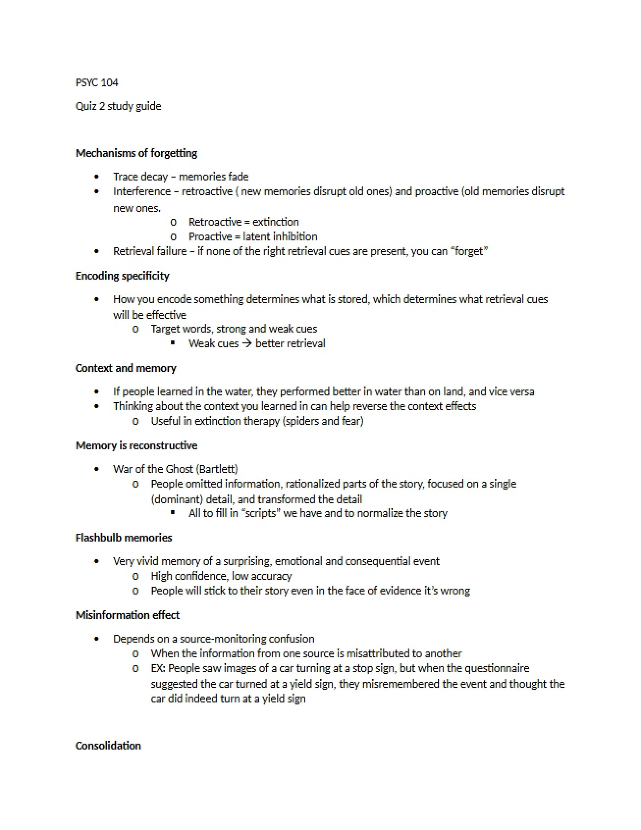 Vocabulary for Exam Two Part One