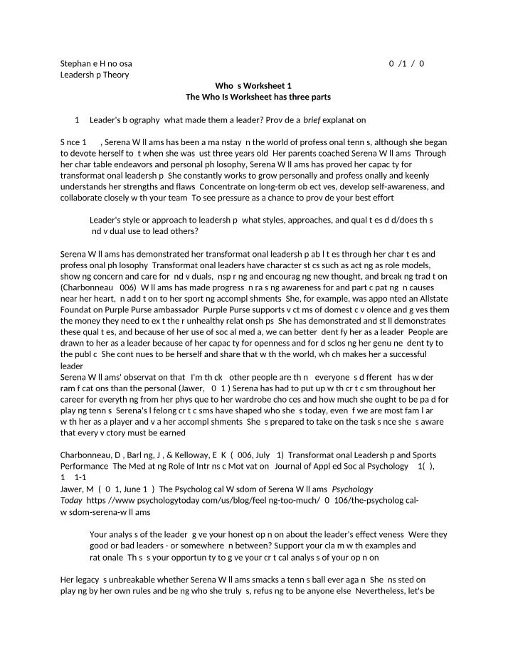 Worksheet 1 - Who is