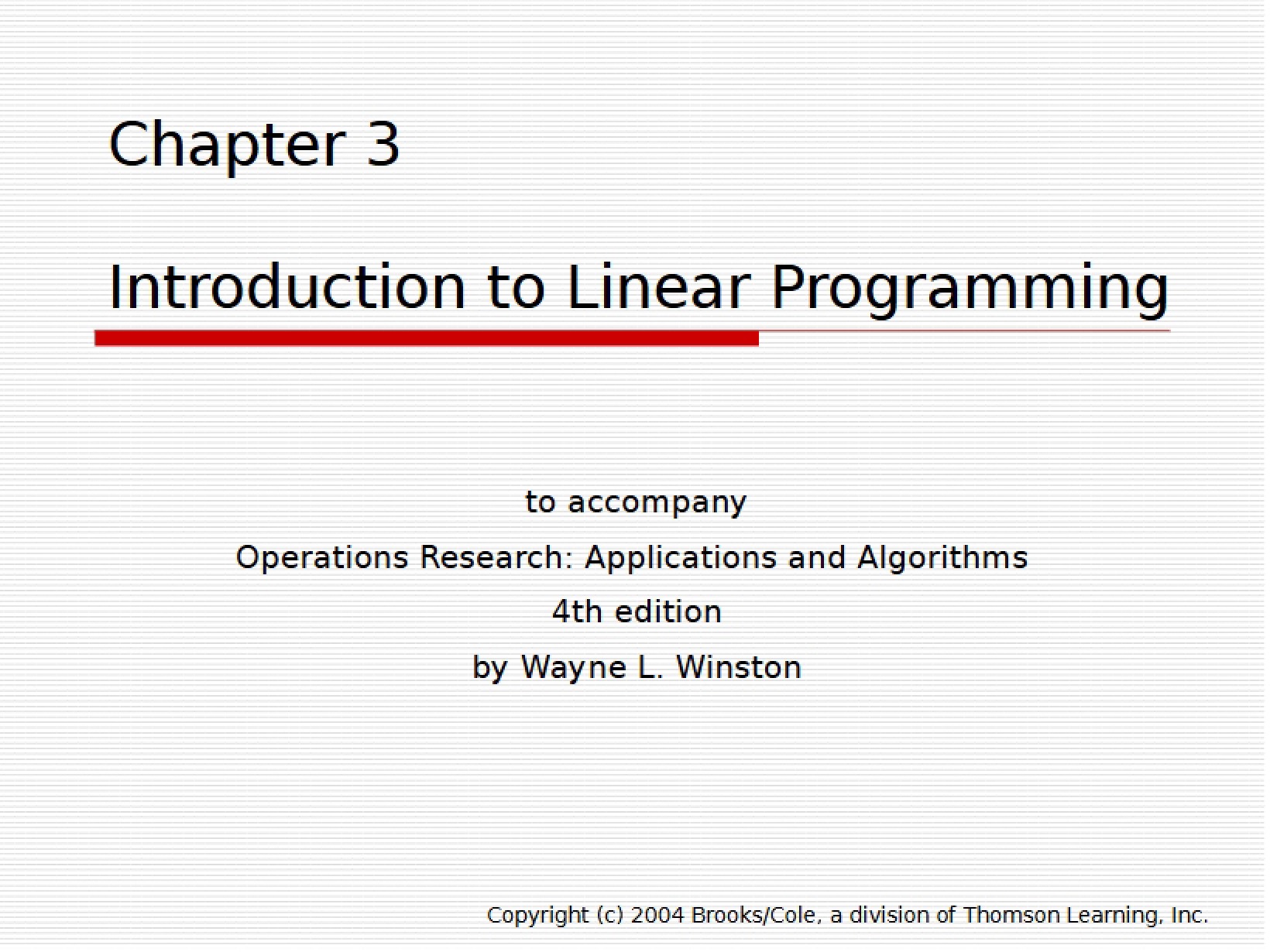 Linear Programming Introduction
