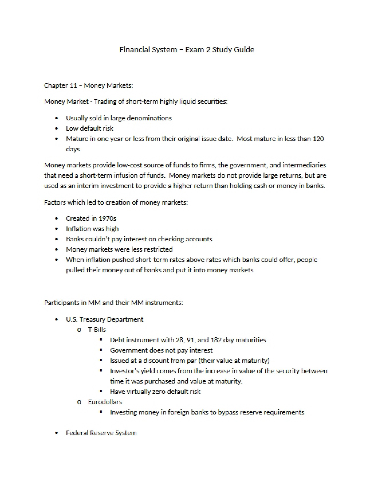 Money Markets (Chapter 11)