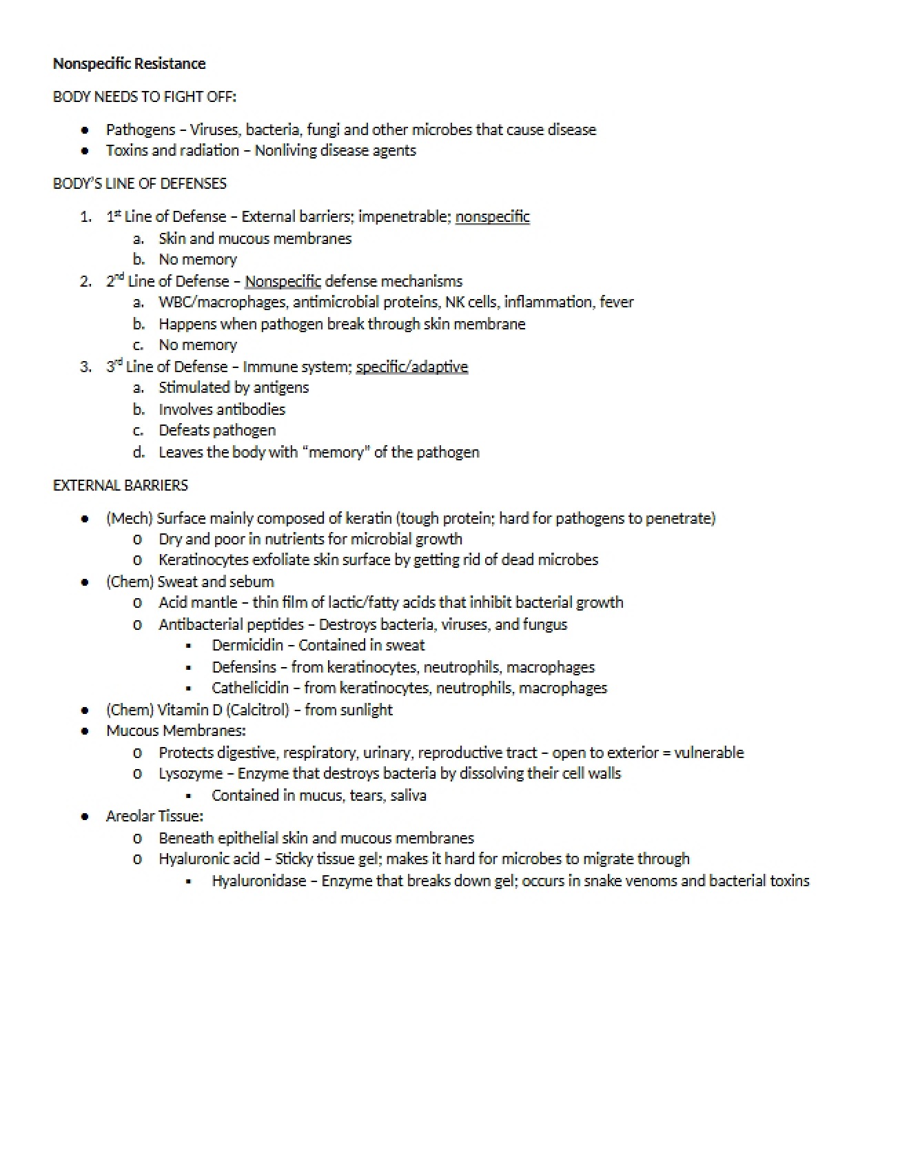 Introduction to the Concept of Nonspecific Resistance