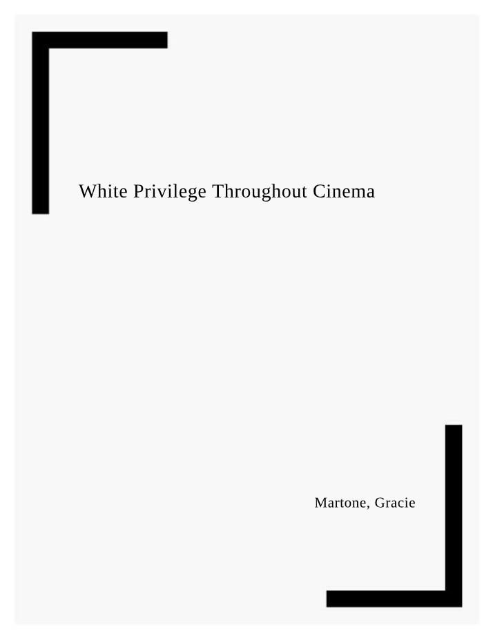White Privilege in Cinema