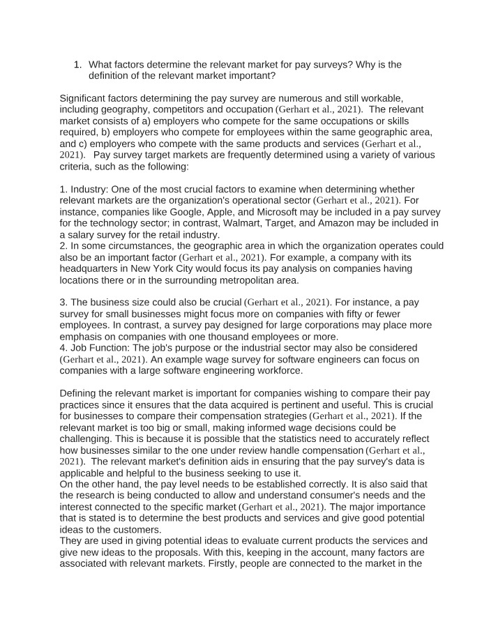 Factors in Determining Relevant Pay Survey Markets