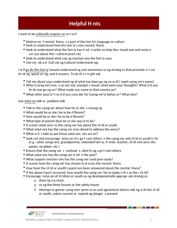 Caregiver Engagement and Cultural Understanding